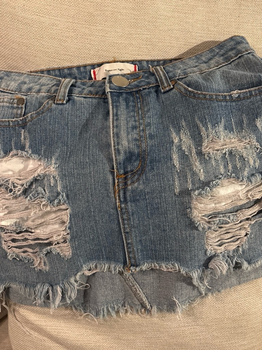 Distressed Denim Women Shorts - Blue